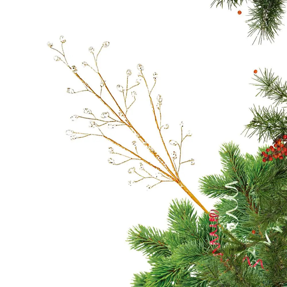 Christmas Glitter Stems – Golden Tree & Wreath Ornaments