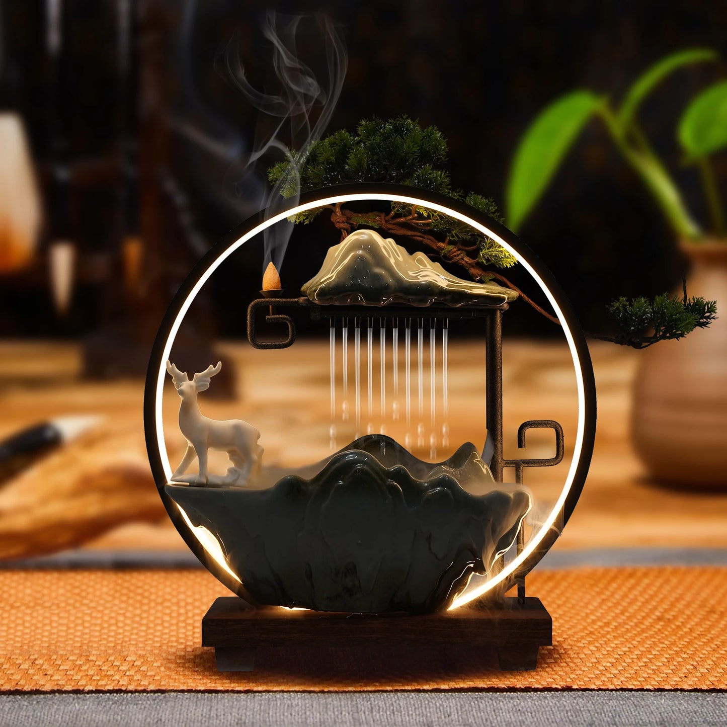 Indoor Tabletop Water Fountain with Mist and LED