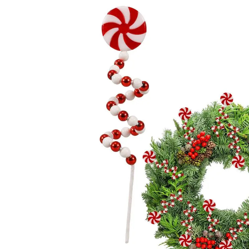 Christmas Candy Cane Tree Picks – Red & White Lollipop Holiday Decorations