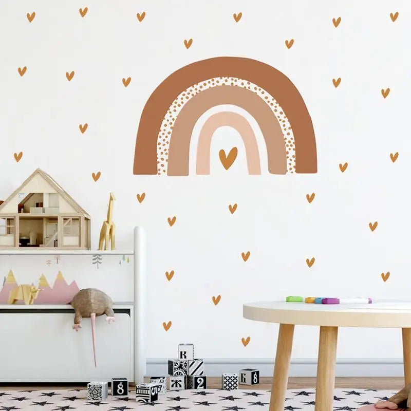 Boho Love Heart Rainbow Wall Stickers