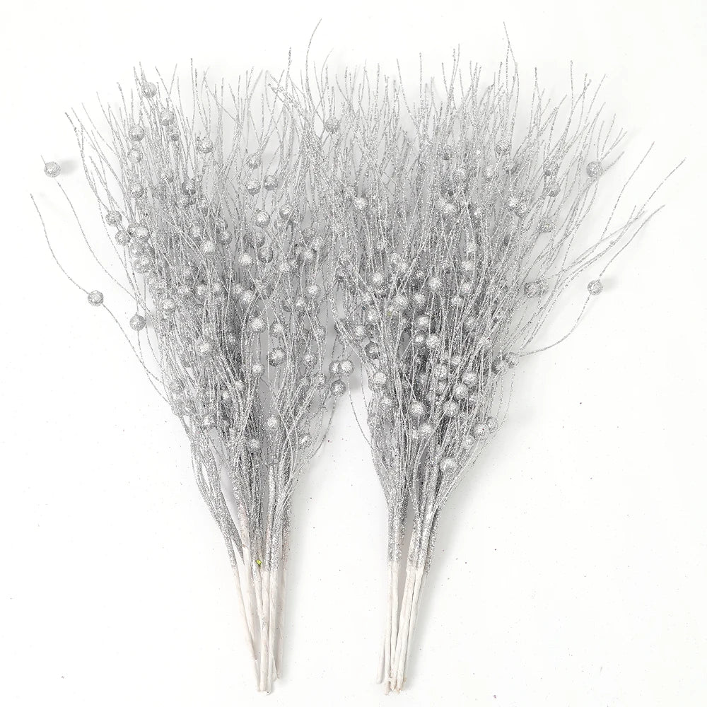 5Pcs Glitter Foam Berry Christmas Bouquet – Festive Artificial Floral Decoration