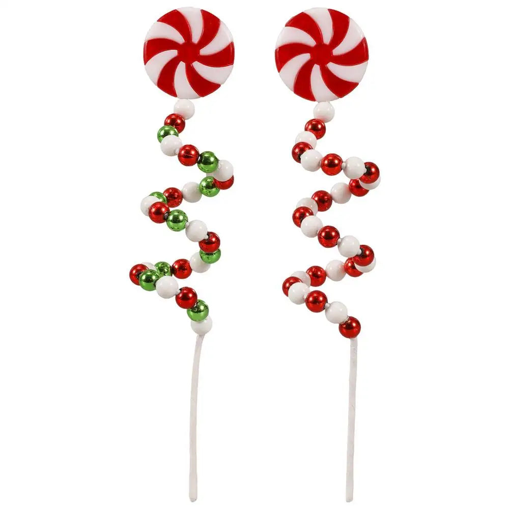 Christmas Candy Cane Tree Picks – Red & White Lollipop Holiday Decorations